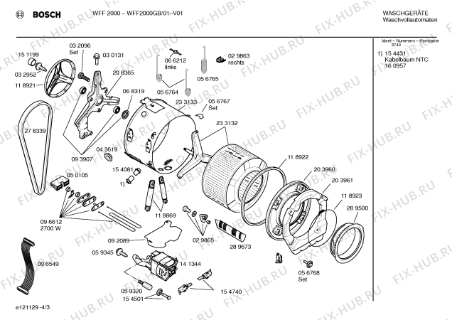 Взрыв-схема стиральной машины Bosch WFF2000GB WFF2000 - Схема узла 03