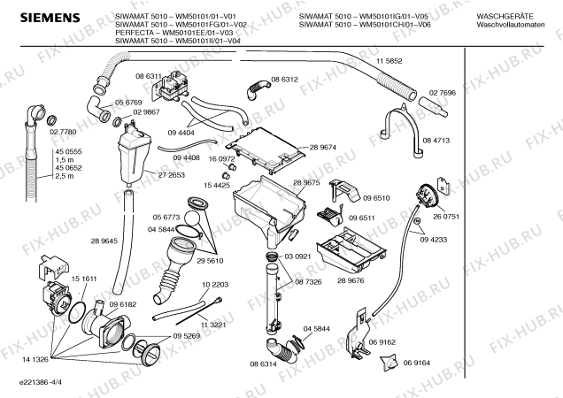 Схема №4 WM50101II SIWAMAT 5010 с изображением Инструкция по эксплуатации для стиральной машины Siemens 00522795