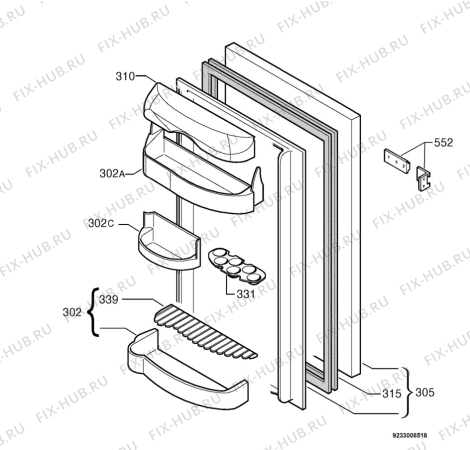 Взрыв-схема холодильника Brandt USB1200E - Схема узла Door 003