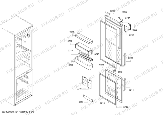 Схема №5 KGF39PI20 с изображением Дверь для холодильника Bosch 00710188