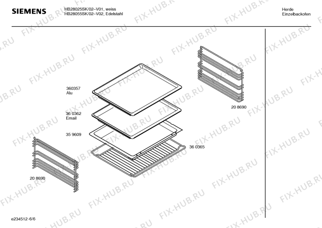 Схема №6 HB28025SK с изображением Инструкция по эксплуатации для электропечи Siemens 00584302