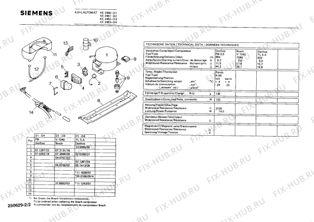 Взрыв-схема холодильника Siemens KE2461 - Схема узла 02