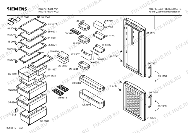 Схема №2 KG37SF1 с изображением Панель управления для холодильника Siemens 00356967