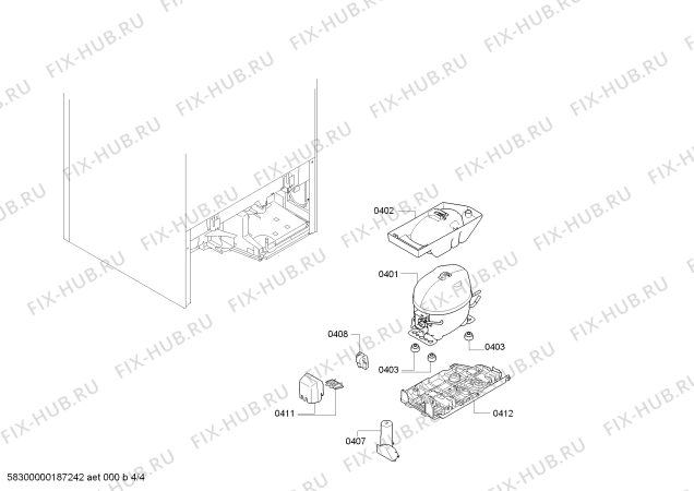 Взрыв-схема холодильника Siemens KI87VVF30 - Схема узла 04