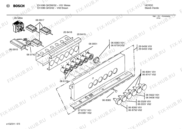 Схема №3 EH696GKSW с изображением Стеклокерамика для электропечи Bosch 00233019