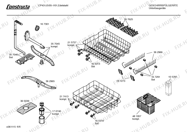 Взрыв-схема посудомоечной машины Constructa CP431J5 - Схема узла 06
