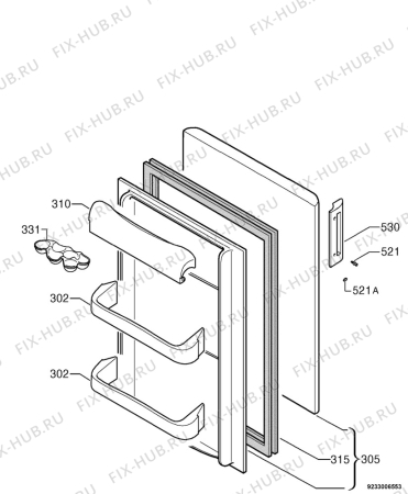 Взрыв-схема холодильника Zanussi Electrolux ZT144AO - Схема узла Door 003