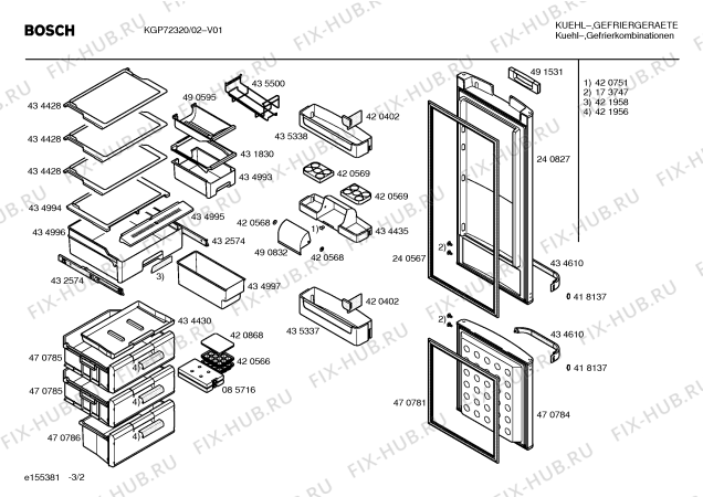 Схема №3 KGP33390 с изображением Инструкция по эксплуатации для холодильника Bosch 00587002