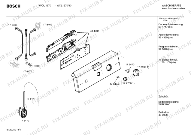 Схема №4 WOL1670 с изображением Инструкция по эксплуатации для стиралки Bosch 00584747