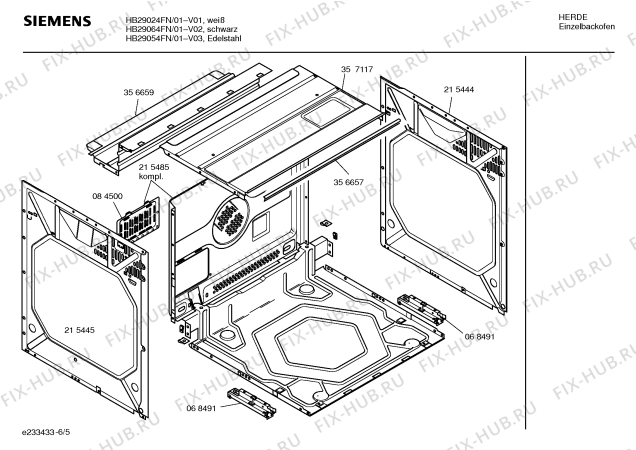 Взрыв-схема плиты (духовки) Siemens HB29054FN - Схема узла 05