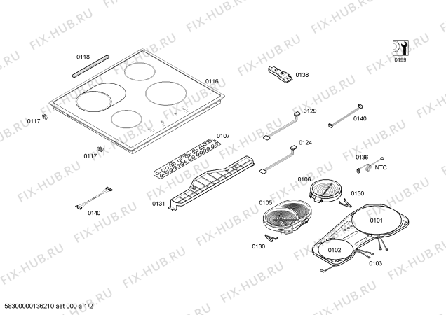 Схема №1 NIC645E14E с изображением Стеклокерамика для плиты (духовки) Bosch 00682116