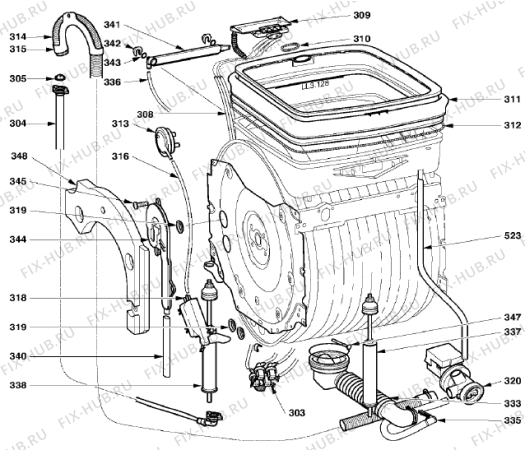 Схема №1 WTD64130DE (354300, L10EWD313112) с изображением Уплотнитель (прокладка) для стиральной машины Gorenje 269334