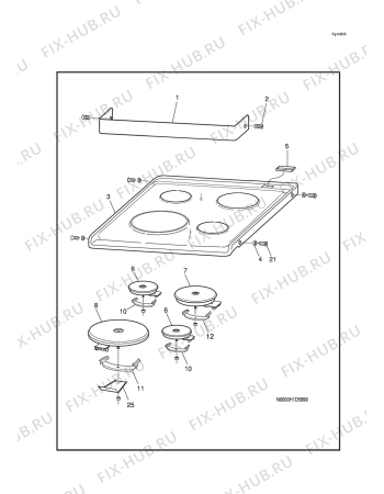 Взрыв-схема комплектующей Unknown CF6720 - Схема узла H10 Hob