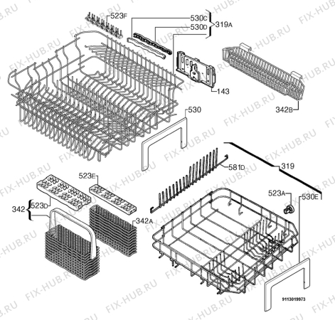 Взрыв-схема посудомоечной машины Rex Electrolux TP120NE - Схема узла Basket 160