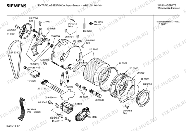 Взрыв-схема стиральной машины Siemens WH71591 Extraklasse F1500A Aqua Sensor - Схема узла 04