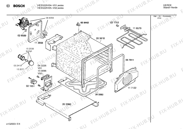 Схема №4 HES622HDK с изображением Инструкция по эксплуатации для плиты (духовки) Bosch 00515094