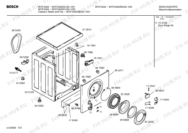 Схема №5 WVF2402EU Bosch WVF 2402 с изображением Инструкция по эксплуатации для стиралки Bosch 00583865