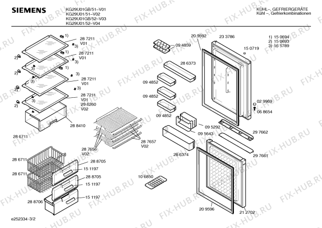 Схема №3 KG29U01GB с изображением Инструкция по эксплуатации для холодильника Siemens 00521998