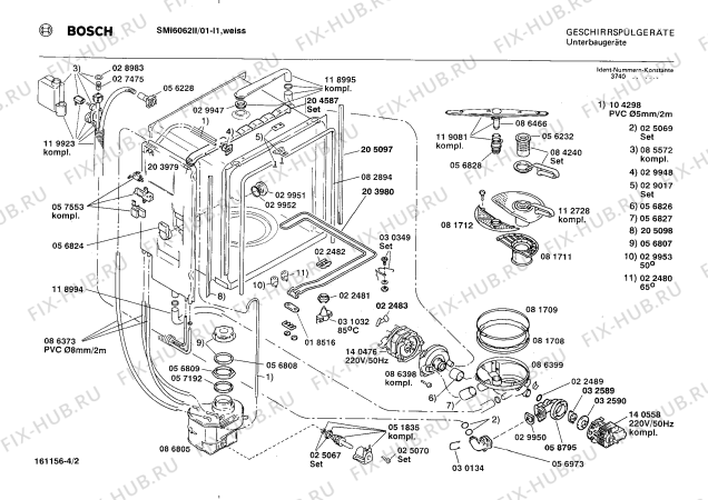Взрыв-схема посудомоечной машины Bosch SMI6062II - Схема узла 02
