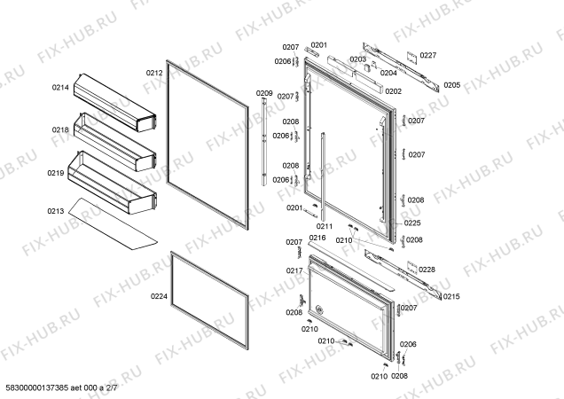 Схема №7 RB491200 с изображением Монтажный набор для холодильной камеры Bosch 00670236