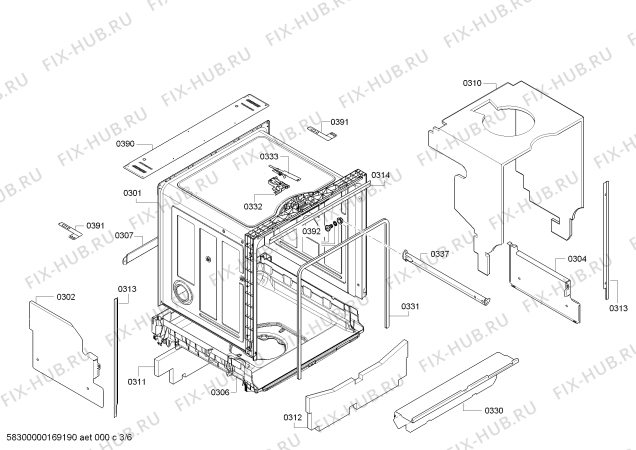 Взрыв-схема посудомоечной машины Siemens SN66D000EU - Схема узла 03