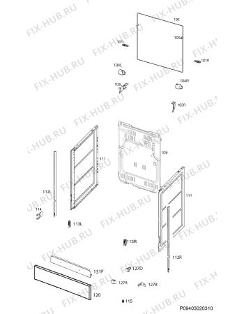 Взрыв-схема плиты (духовки) Electrolux EKS51301OX - Схема узла Housing 001