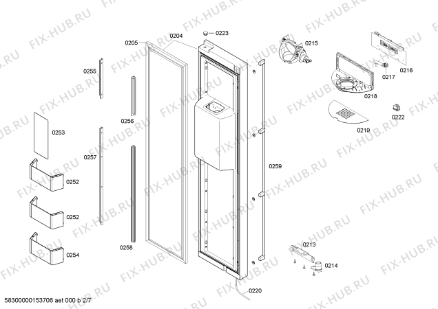 Схема №6 RS295330 с изображением Дверь для холодильника Bosch 00710055