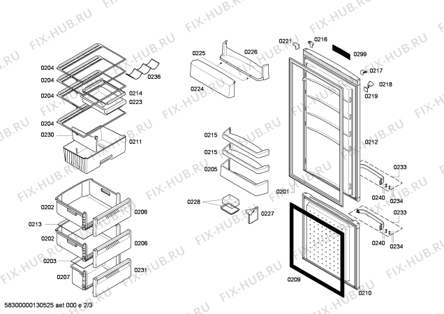 Схема №3 KGS36X26 с изображением Дверь для холодильной камеры Bosch 00246719