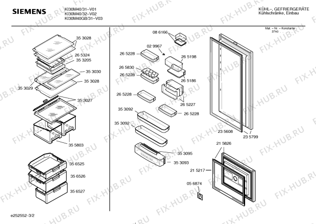 Схема №3 KI30M40 с изображением Дверь для холодильной камеры Siemens 00235799