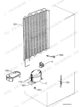 Взрыв-схема холодильника Juno Electrolux JRG90122 - Схема узла Cooling system 017