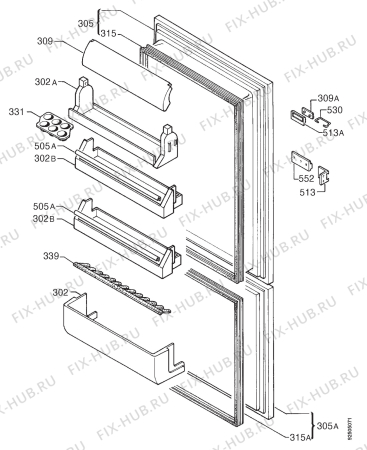 Взрыв-схема холодильника Rex FI22/10SA - Схема узла Door 003