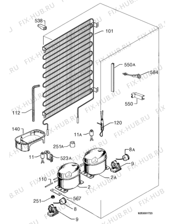 Взрыв-схема холодильника Zanussi ZK25/9RM - Схема узла Cooling system 017