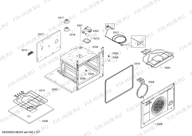 Взрыв-схема плиты (духовки) Siemens HA857540F - Схема узла 03