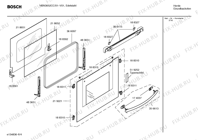 Взрыв-схема плиты (духовки) Bosch HBN3652CC - Схема узла 04