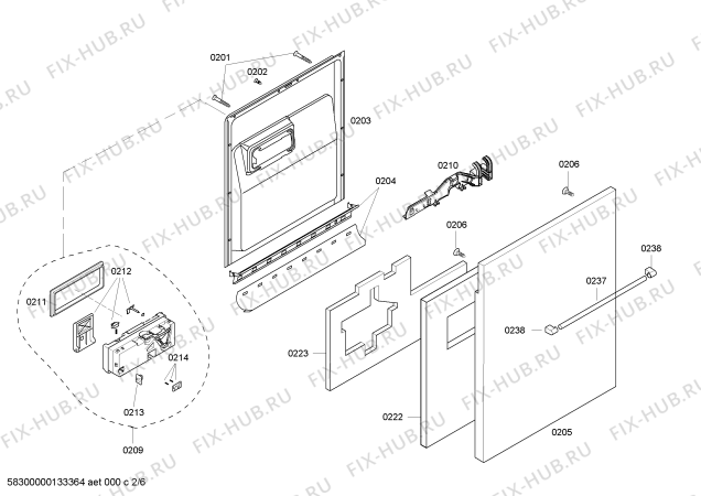 Взрыв-схема посудомоечной машины Bosch SHX56B05UC - Схема узла 02