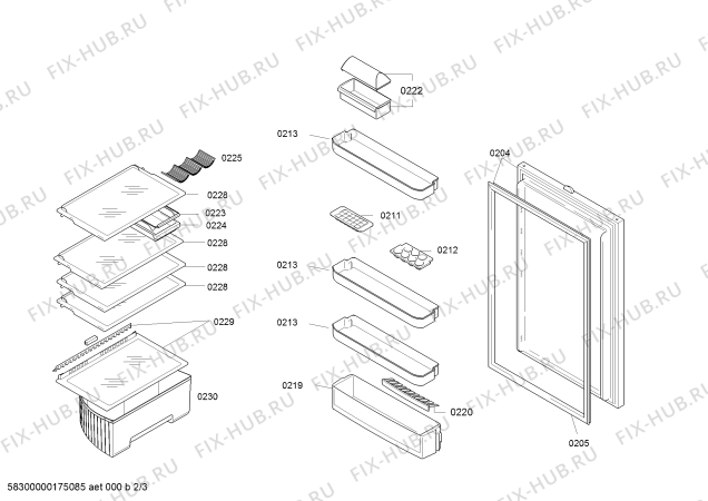 Взрыв-схема холодильника Bosch KIL24X30 Bosch - Схема узла 02