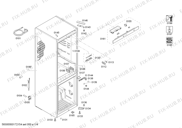 Схема №4 KG36NVW32 с изображением Модуль управления, незапрограммированный для холодильника Siemens 00747549