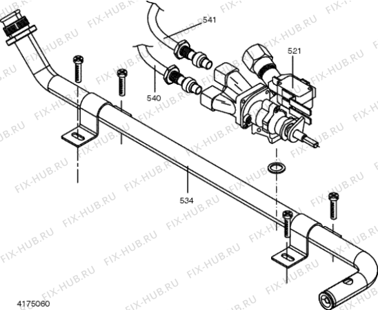 Схема №6 MG21RIX (F025542) с изображением Шланг для плиты (духовки) Indesit C00082280