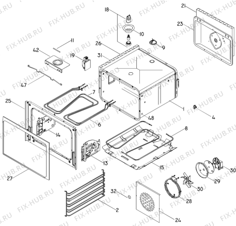 Взрыв-схема плиты (духовки) Husqvarna Electrolux QC470-0 - Схема узла H20 Oven primary (large) D