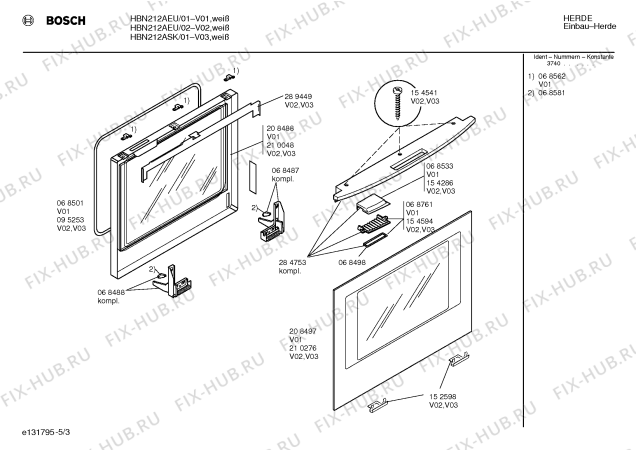 Взрыв-схема плиты (духовки) Bosch HBN212AEU - Схема узла 03