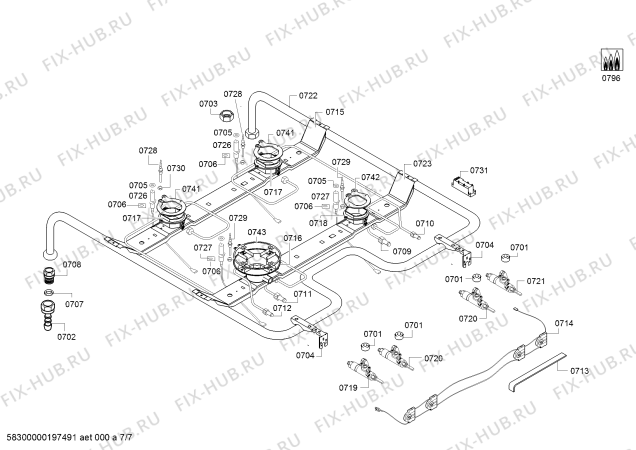 Взрыв-схема плиты (духовки) Bosch HGD74W255N - Схема узла 07