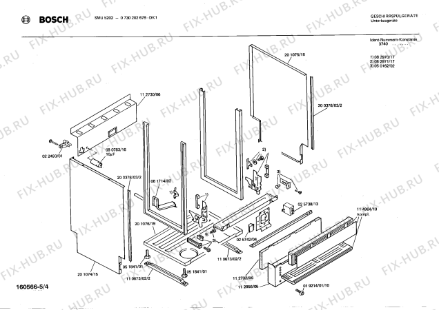 Схема №5 0730202678 SMU5202 с изображением Панель для электропосудомоечной машины Bosch 00114978