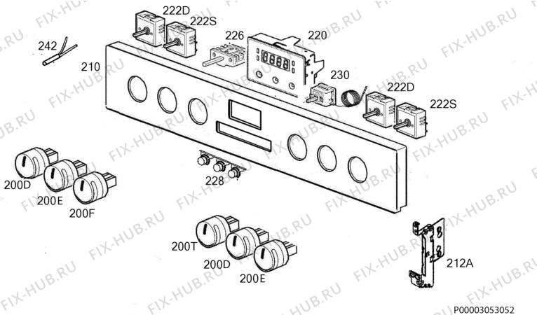 Взрыв-схема плиты (духовки) Zanussi ZOU35762XK - Схема узла Command panel 037