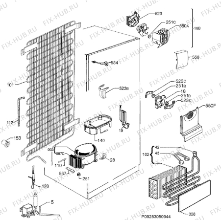 Взрыв-схема холодильника Electrolux ENN3154AOW - Схема узла Cooling system 017