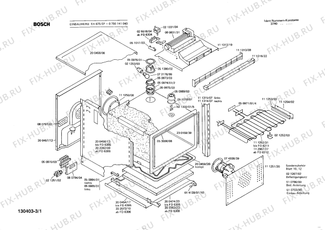 Схема №3 0750141040 EH675EP с изображением Панель для плиты (духовки) Bosch 00111485