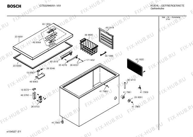 Схема №2 GTS22940 с изображением Крышка для холодильника Bosch 00239291