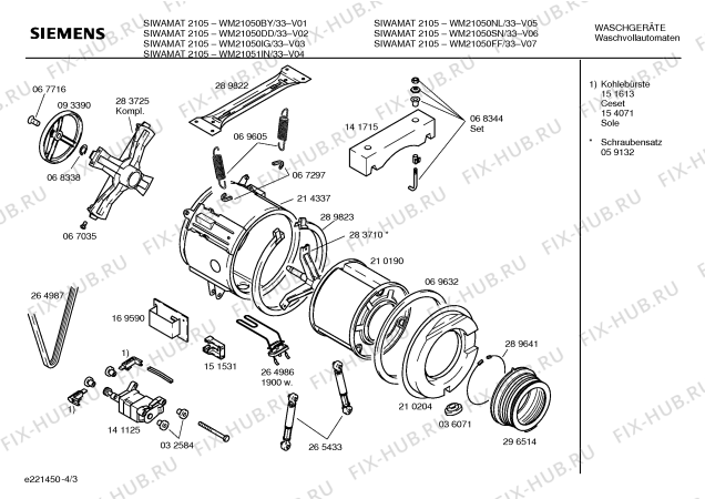 Схема №4 WM20850IG SIWAMAT 2085 с изображением Инструкция по эксплуатации для стиралки Siemens 00520686