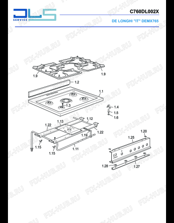 Схема №3 DEMX 765 с изображением Холдер для плиты (духовки) DELONGHI 1031260