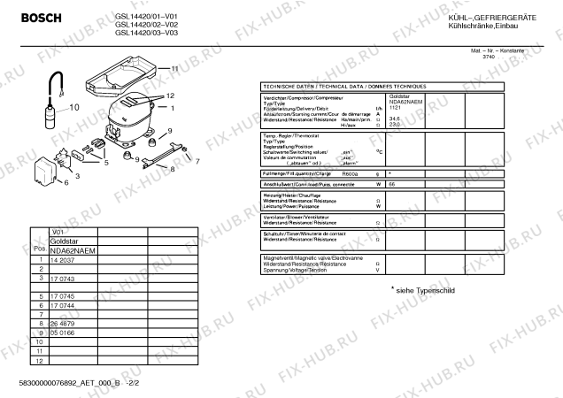 Взрыв-схема холодильника Bosch GSL14420 - Схема узла 02