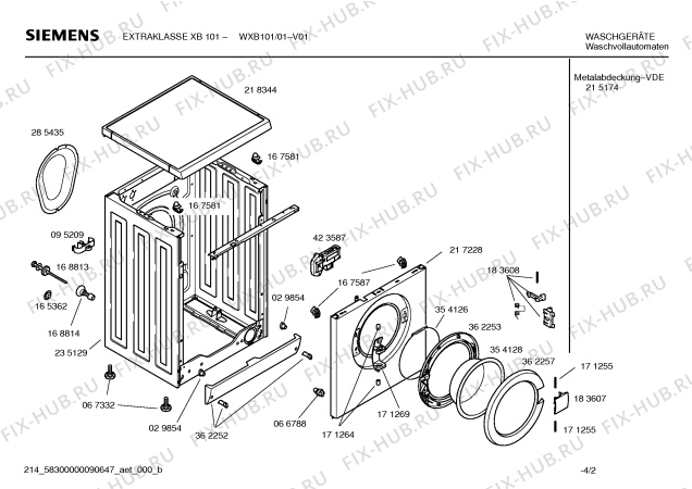 Схема №3 WXB101 EXTRAKLASSE XB 101 с изображением Панель управления для стиралки Siemens 00472971